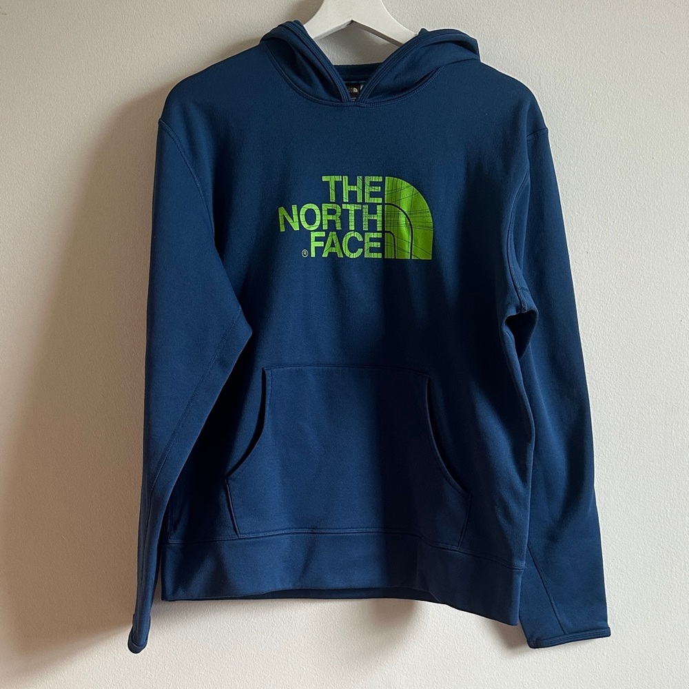 The North Face Navy Hoodie with Lime Logo